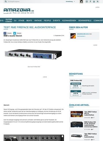 Amazona.de Test: RME Fireface 802, Audiointerface Amazona.de Test: RME Fireface 802, Audiointerface