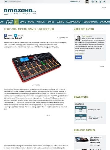Amazona.de Test: AKAI MPX16, Sample-Recorder Amazona.de Test: AKAI MPX16, Sample-Recorder