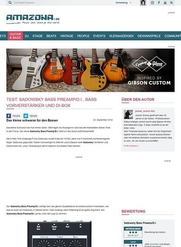 Amazona.de Test: Sadowsky Bass Preamp/D.I., Bass Vorverstärker und DI-Box Amazona.de Test: Sadowsky Bass Preamp/D.I., Bass Vorverstärker und DI-Box