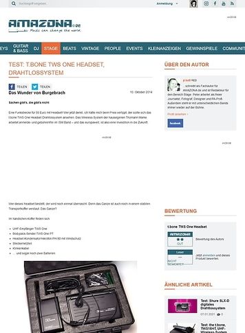 Amazona.de Test: t.bone TWS One Headset, Drahtlossystem Amazona.de Test: t.bone TWS One Headset, Drahtlossystem