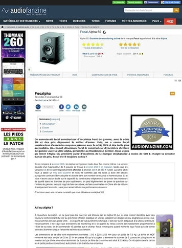 Audiofanzine.com Focal Alpha 50 Audiofanzine.com Focal Alpha 50