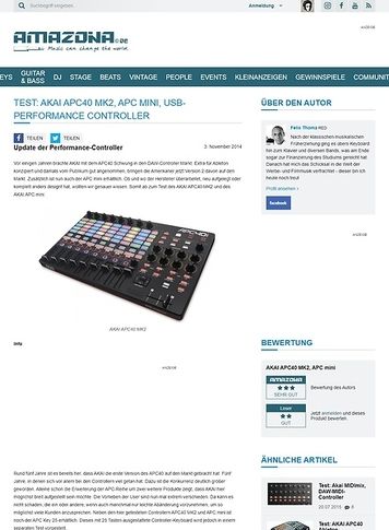 Amazona.de Test: AKAI APC40 MK2, APC mini, USB-Performance Controller Amazona.de Test: AKAI APC40 MK2, APC mini, USB-Performance Controller