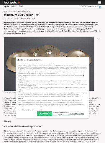 Bonedo.de Millenium B20 Becken Bonedo.de Millenium B20 Becken