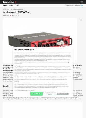 Bonedo.de TC Electronic BH550 Basstopteil Bonedo.de TC Electronic BH550 Basstopteil
