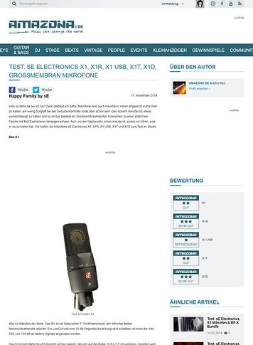 Amazona.de Test: sE Electronics X1, X1R, X1 USB, X1T, X1D, Großmembran Mikrofone Amazona.de Test: sE Electronics X1, X1R, X1 USB, X1T, X1D, Großmembran Mikrofone