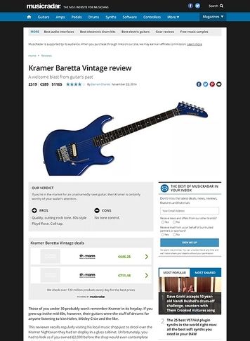 MusicRadar.com Kramer Baretta Vintage MusicRadar.com Kramer Baretta Vintage