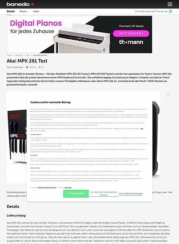 Bonedo.de Akai MPK 261 Bonedo.de Akai MPK 261