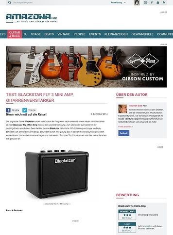 Amazona.de Test: Blackstar FLY 3 Mini Amp, Gitarrenverstärker Amazona.de Test: Blackstar FLY 3 Mini Amp, Gitarrenverstärker