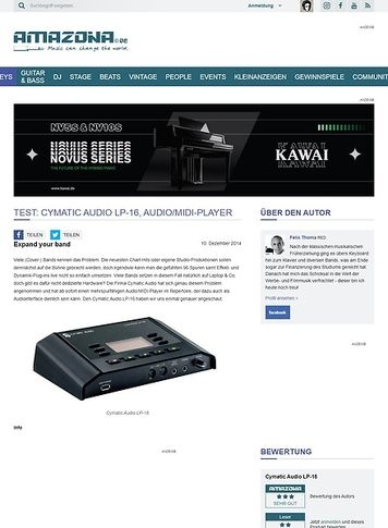 Amazona.de Test: Cymatic Audio LP-16, Audio/MIDI-Player Amazona.de Test: Cymatic Audio LP-16, Audio/MIDI-Player