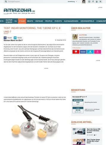 Amazona.de Test: Inear Monitoring, the t.bone EP 4, 6 und 7 Amazona.de Test: Inear Monitoring, the t.bone EP 4, 6 und 7