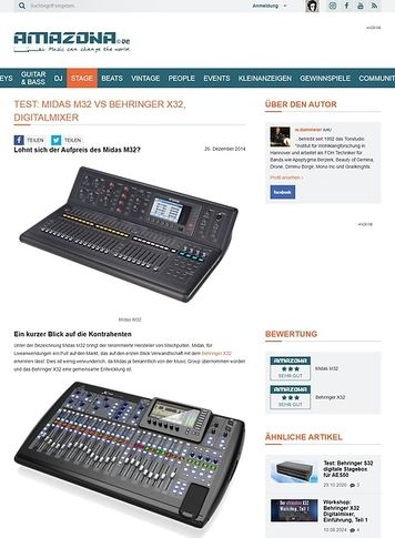 Amazona.de Midas M32 vs Behringer X32 Amazona.de Midas M32 vs Behringer X32