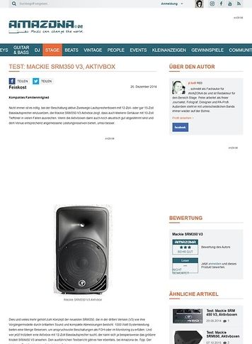 Amazona.de Test: Mackie SRM350 V3, Aktivbox Amazona.de Test: Mackie SRM350 V3, Aktivbox