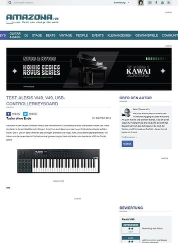 Amazona.de Test: Alesis VI49, V49, USB-Controllerkeyboard Amazona.de Test: Alesis VI49, V49, USB-Controllerkeyboard