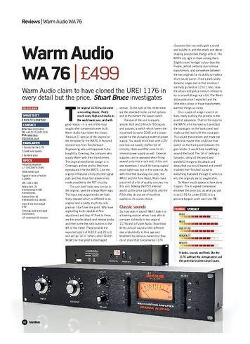 Future Music Warm Audio WA 76 Future Music Warm Audio WA 76