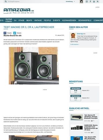 Amazona.de Test: Mackie CR 3, CR 4, Lautsprecher Amazona.de Test: Mackie CR 3, CR 4, Lautsprecher