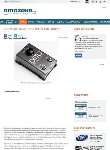 Amazona.de Kurztest: TC-Helicon Ditto, Mic Looper Amazona.de Kurztest: TC-Helicon Ditto, Mic Looper