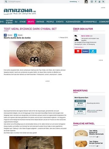 Amazona.de Test: Meinl Byzance Dark Cymbal Set Amazona.de Test: Meinl Byzance Dark Cymbal Set