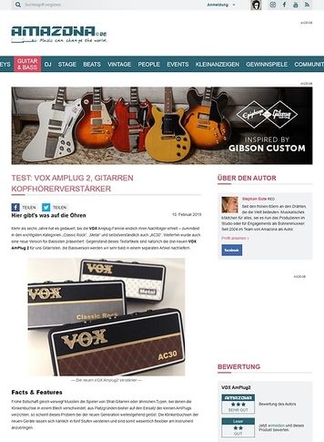 Amazona.de Test: VOX AmPlug2, Gitarren Kopfhörerverstärker Amazona.de Test: VOX AmPlug2, Gitarren Kopfhörerverstärker