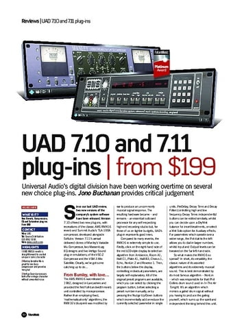 Future Music UAD 7.10 and 7.11 plug-ins Future Music UAD 7.10 and 7.11 plug-ins