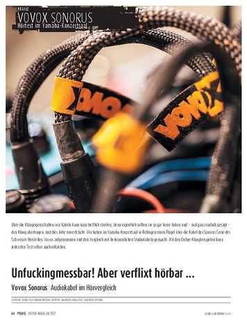 Sound & Recording Vovox Sonorus - Audiokabel im Hörvergleich Sound & Recording Vovox Sonorus - Audiokabel im Hörvergleich