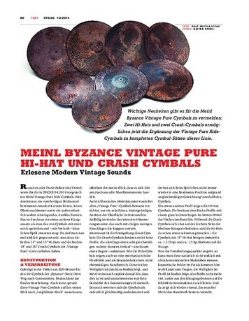 Sticks Meinl Byzance Vintage Pure Hi-Hats & Crash-Cymbals Sticks Meinl Byzance Vintage Pure Hi-Hats & Crash-Cymbals