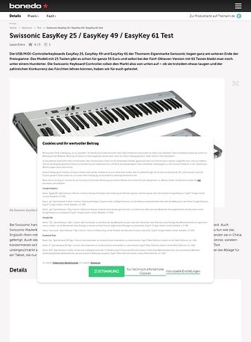 Bonedo.de Swissonic EasyKey 25 / EasyKey 49 / EasyKey 61 Bonedo.de Swissonic EasyKey 25 / EasyKey 49 / EasyKey 61