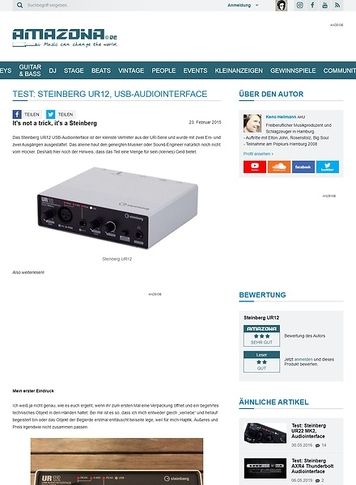 Amazona.de Test: Steinberg UR12, USB-Audiointerface Amazona.de Test: Steinberg UR12, USB-Audiointerface