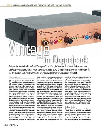 Professional Audio Fredenstein V.A.S. MicPre und V.A.S. Comp Professional Audio Fredenstein V.A.S. MicPre und V.A.S. Comp
