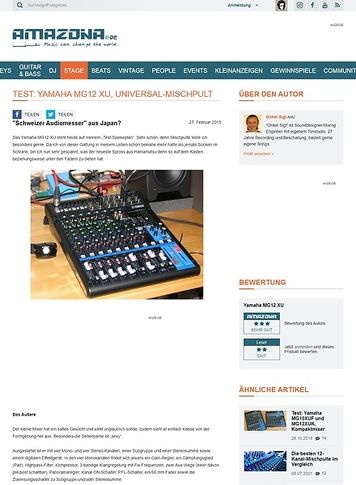Amazona.de Test: Yamaha MG12 XU, Universal-Mischpult Amazona.de Test: Yamaha MG12 XU, Universal-Mischpult