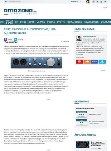 Amazona.de Test: Presonus AudioBox iTwo, USB-Audiointerface Amazona.de Test: Presonus AudioBox iTwo, USB-Audiointerface