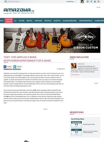 Amazona.de Test: Vox Amplug 2 Bass, Kopfhörerverstärker für E-Bass Amazona.de Test: Vox Amplug 2 Bass, Kopfhörerverstärker für E-Bass