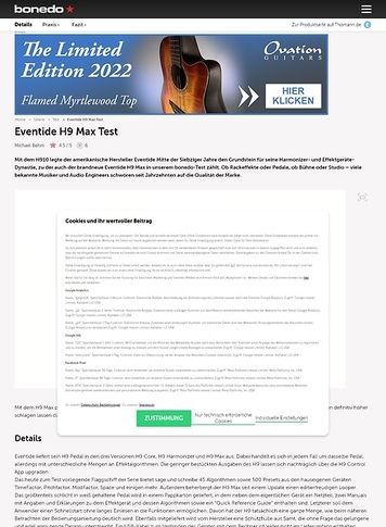 Bonedo.de Eventide H9 Max Bonedo.de Eventide H9 Max