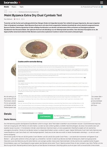 Bonedo.de Meinl Byzance Extra Dry Dual Cymbals Bonedo.de Meinl Byzance Extra Dry Dual Cymbals