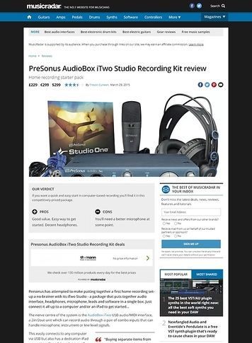 MusicRadar.com PreSonus AudioBox iTwo Studio Recording Kit MusicRadar.com PreSonus AudioBox iTwo Studio Recording Kit
