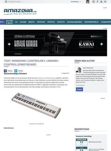 Amazona.de Test: Swissonic ControlKey, USB/MIDI-Controllerkeyboard Amazona.de Test: Swissonic ControlKey, USB/MIDI-Controllerkeyboard
