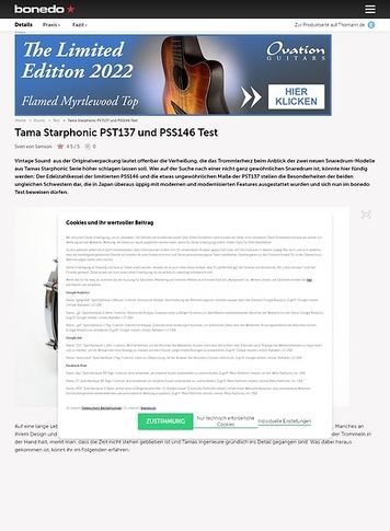 Bonedo.de Tama Starphonic PST137 und PSS146 Bonedo.de Tama Starphonic PST137 und PSS146