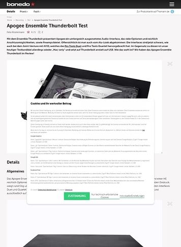 Bonedo.de Apogee Ensemble Thunderbolt Bonedo.de Apogee Ensemble Thunderbolt