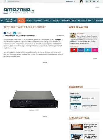 Amazona.de Test: the t.amp E4-250, Endstufe Amazona.de Test: the t.amp E4-250, Endstufe