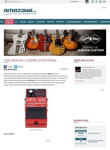 Amazona.de Test: Boss RC-1 Looper, Effektpedal Amazona.de Test: Boss RC-1 Looper, Effektpedal