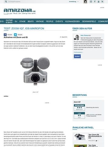 Amazona.de Test: Zoom iQ7, iOS-Mikrofon Amazona.de Test: Zoom iQ7, iOS-Mikrofon