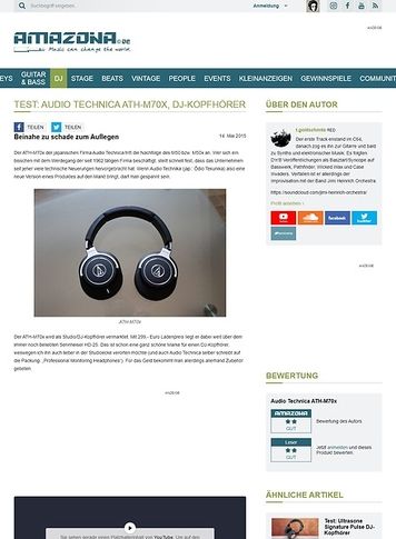 Amazona.de Test: Audio Technica ATH-M70x, DJ-Kopfhörer Amazona.de Test: Audio Technica ATH-M70x, DJ-Kopfhörer