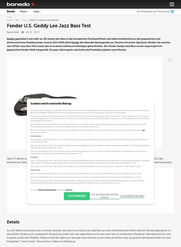 Bonedo.de Fender U.S. Geddy Lee Jazz Bass Bonedo.de Fender U.S. Geddy Lee Jazz Bass