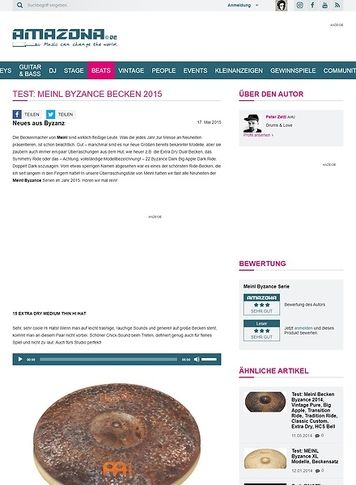 Amazona.de Test: Meinl Byzance Becken 2015 Amazona.de Test: Meinl Byzance Becken 2015