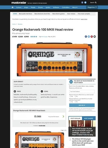MusicRadar.com Orange Rockerverb 100 MKIII Head MusicRadar.com Orange Rockerverb 100 MKIII Head