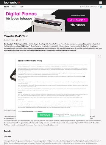 Bonedo.de Yamaha P-45 Bonedo.de Yamaha P-45