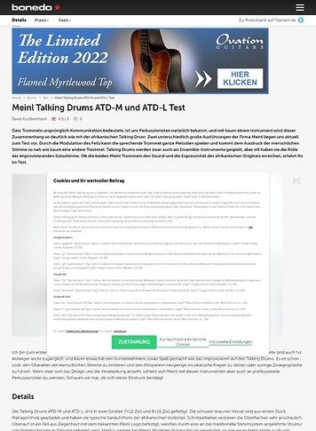 Bonedo.de Meinl Talking Drums ATD-M und ATD-L Bonedo.de Meinl Talking Drums ATD-M und ATD-L