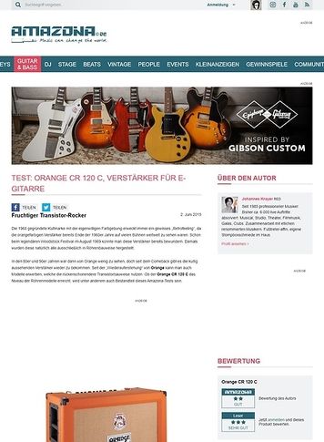 Amazona.de Test: Orange CR 120 C, Verstärker für E-Gitarre Amazona.de Test: Orange CR 120 C, Verstärker für E-Gitarre