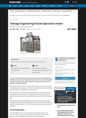 MusicRadar.com Teenage Engineering Pocket Operators MusicRadar.com Teenage Engineering Pocket Operators