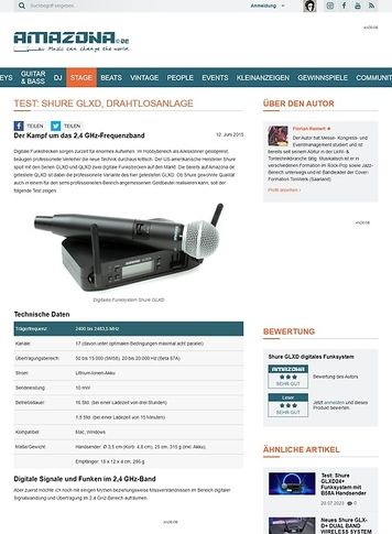 Amazona.de Test: Shure GLXD, digitales Funksystem Amazona.de Test: Shure GLXD, digitales Funksystem
