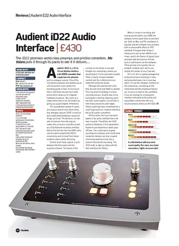 Future Music Audient iD22 Audio Interface Future Music Audient iD22 Audio Interface